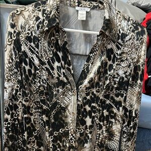 Cache Animal and Chain Pattern Blouse